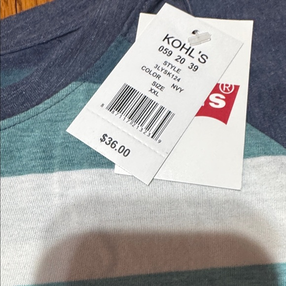 Levi’s NWT Striped Blue and Gray Henley Shirt size XXL - Picture 3 of 3